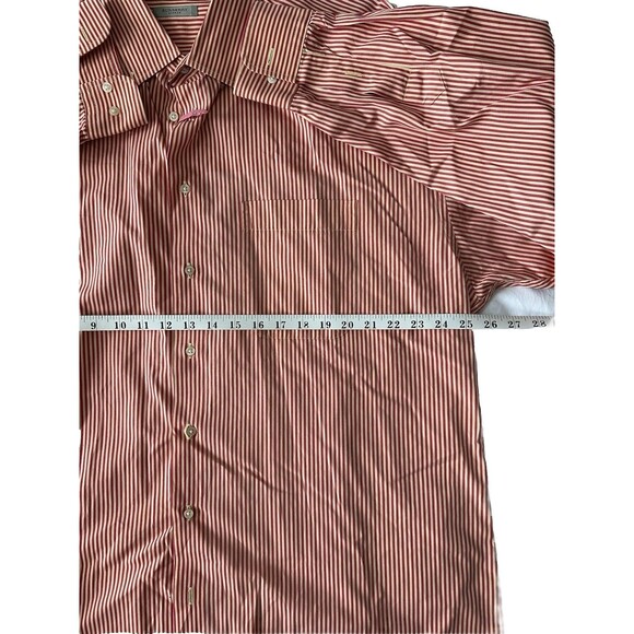 Burberry London Men’s XL Red Yellow Striped Button-Up Long Sleeve Shirt - Picture 7 of 8